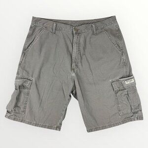 Wrangler Cargo Shorts Mens Distressed Grey Work Utility Casual Outdoor 10" Ins